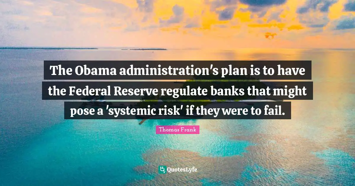 The Obama administration's plan is to have the Federal Reserve regulate banks that might pose a 'systemic risk' if they were to fail.