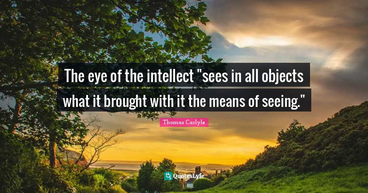 The eye of the intellect "sees in all objects what it brought with it the means of seeing."