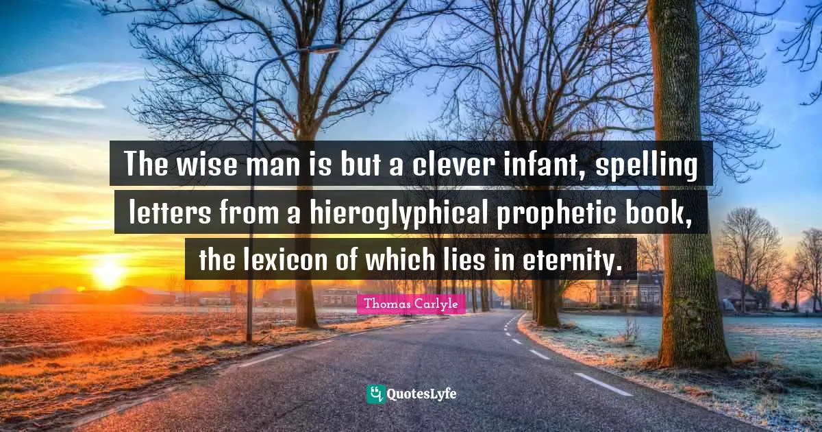 The wise man is but a clever infant, spelling letters from a hieroglyphical prophetic book, the lexicon of which lies in eternity.