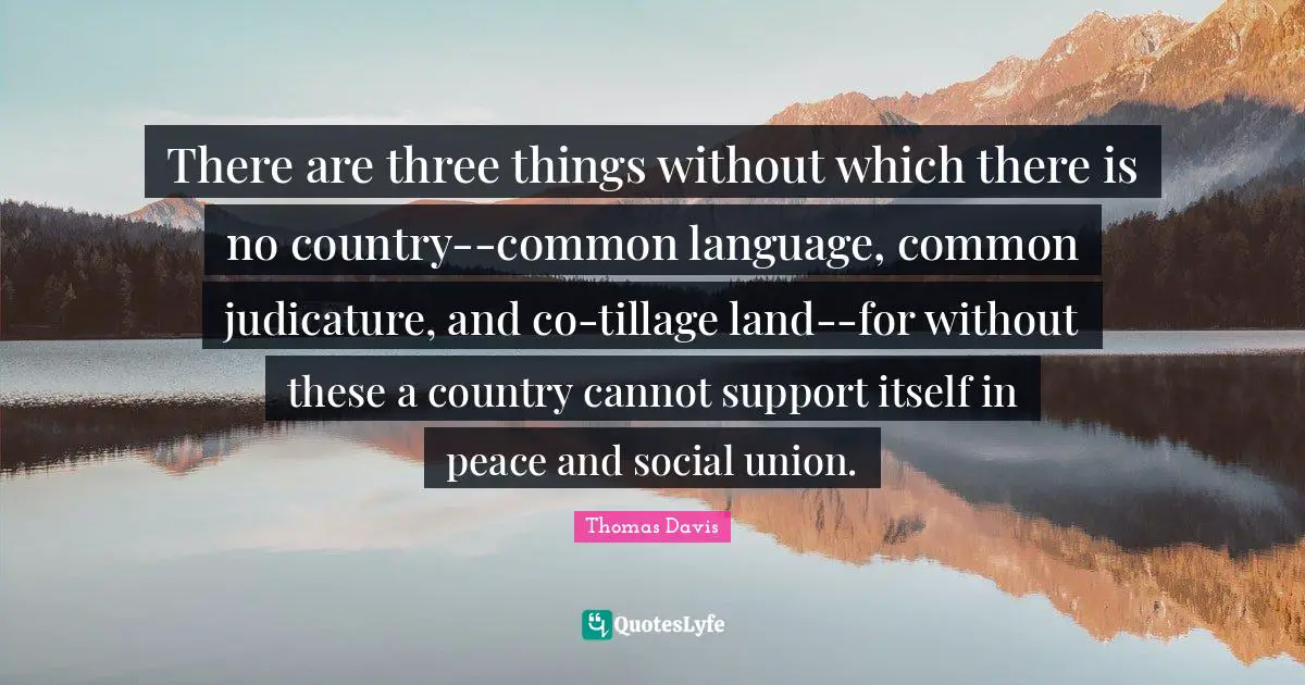 There are three things without which there is no country--common language, common judicature, and co-tillage land--for without these a country cannot support itself in peace and social union.