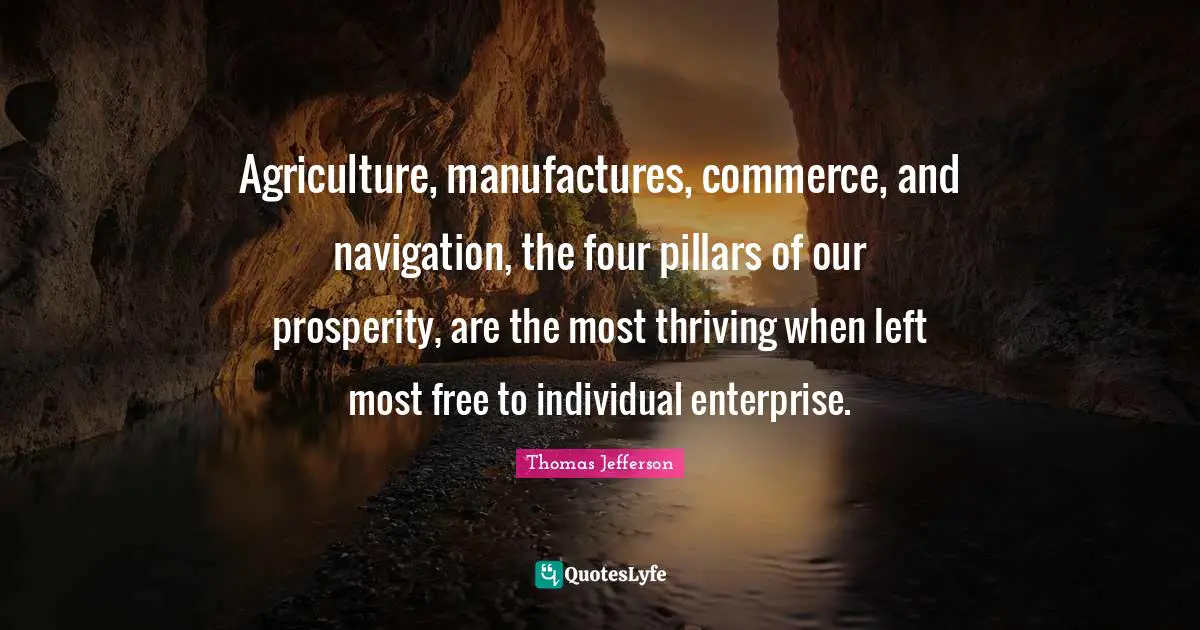 Navigation Quotes: "Agriculture, manufactures, commerce, and navigation, the four pillars of our prosperity, are the most thriving when left most free to individual enterprise."
