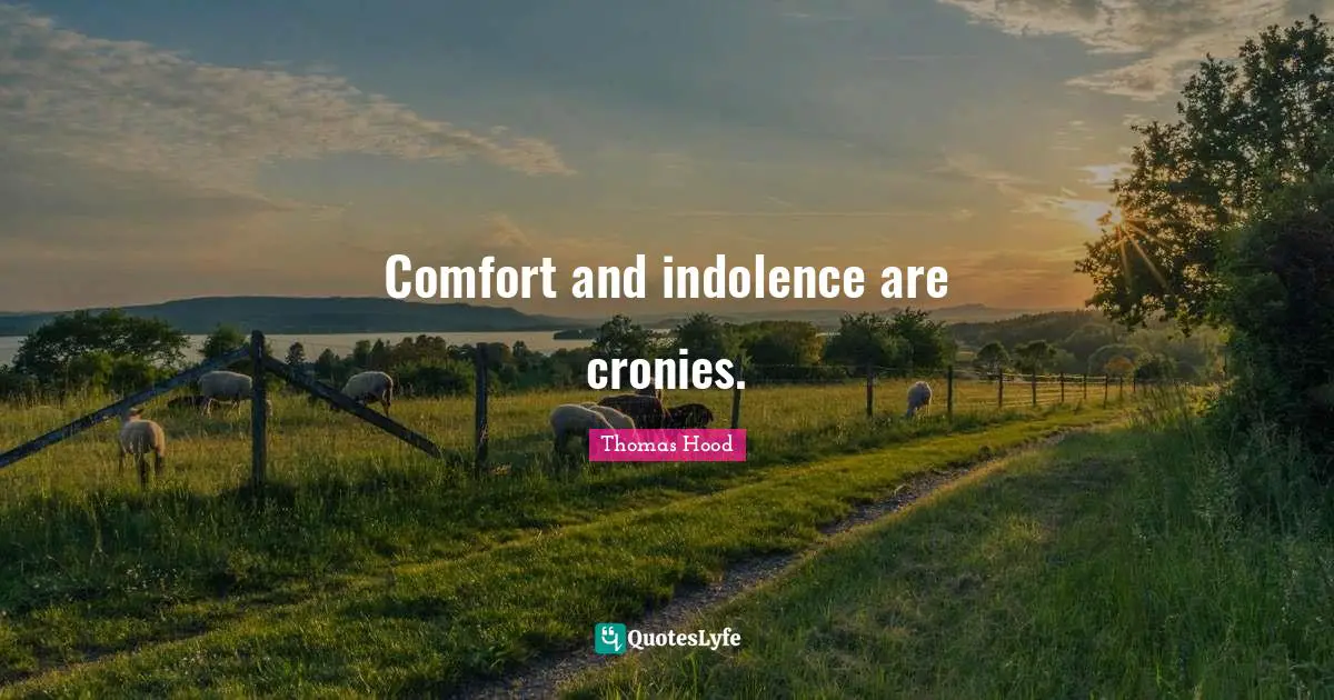 Comfort and indolence are cronies.