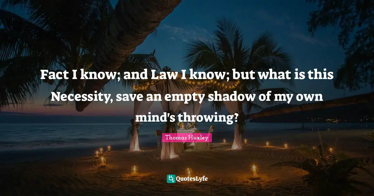 Fact I know; and Law I know; but what is this Necessity, save an empty shadow of my own mind's throwing?