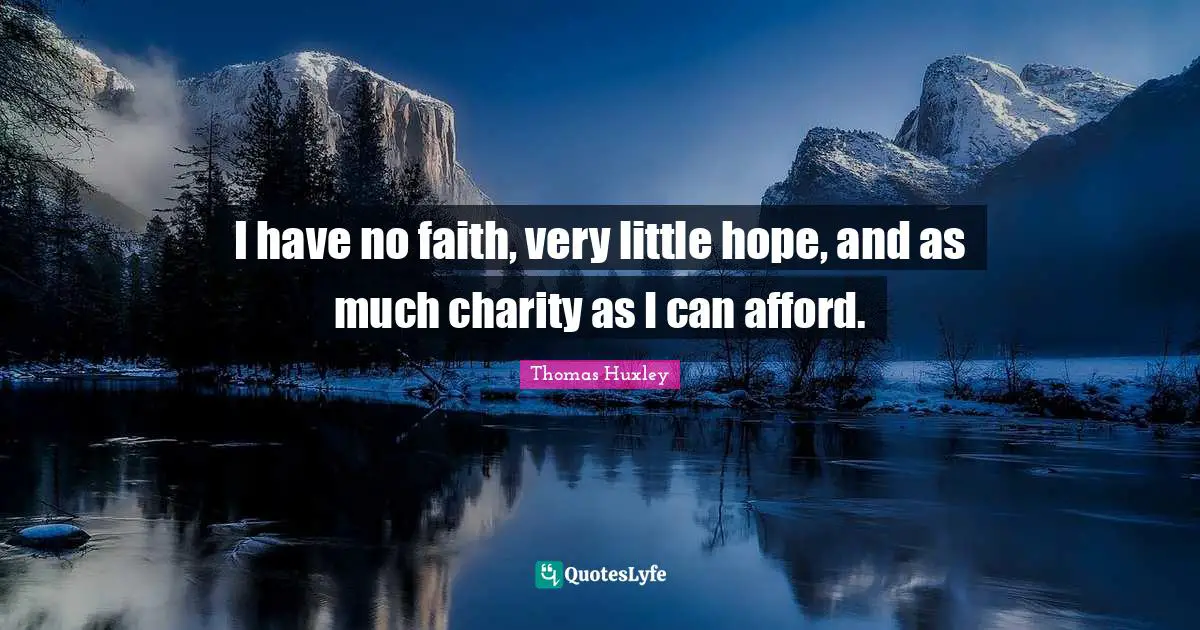 I have no faith, very little hope, and as much charity as I can afford.