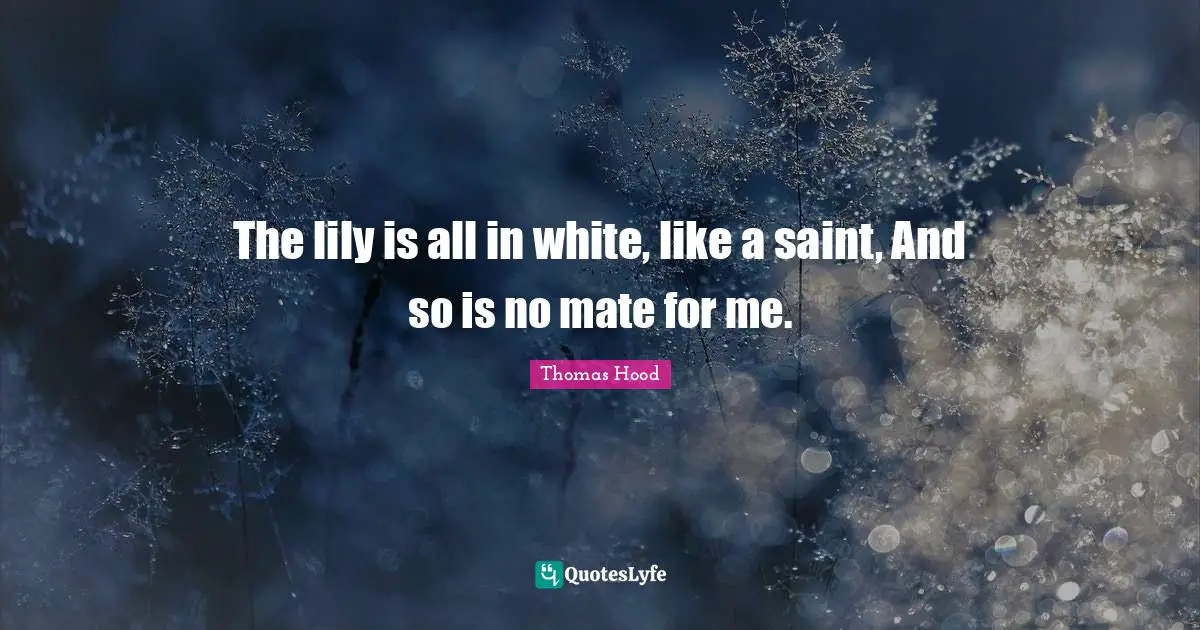The lily is all in white, like a saint, And so is no mate for me.