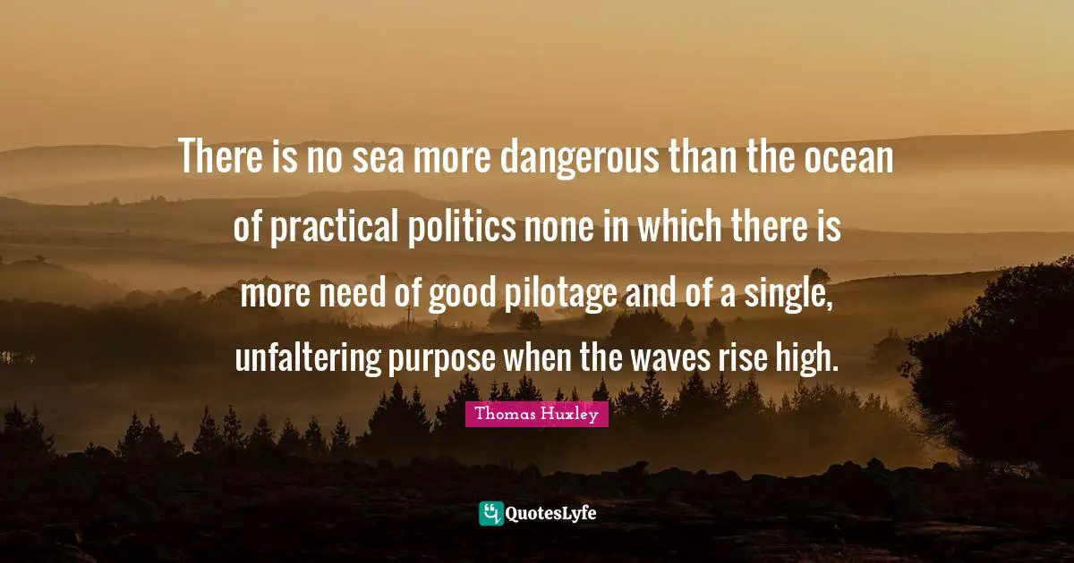 There is no sea more dangerous than the ocean of practical politics none in which there is more need of good pilotage and of a single, unfaltering purpose when the waves rise high.
