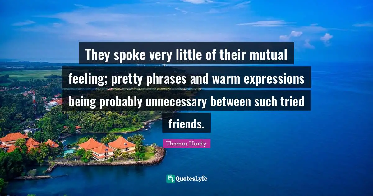 They spoke very little of their mutual feeling; pretty phrases and warm expressions being probably unnecessary between such tried friends.