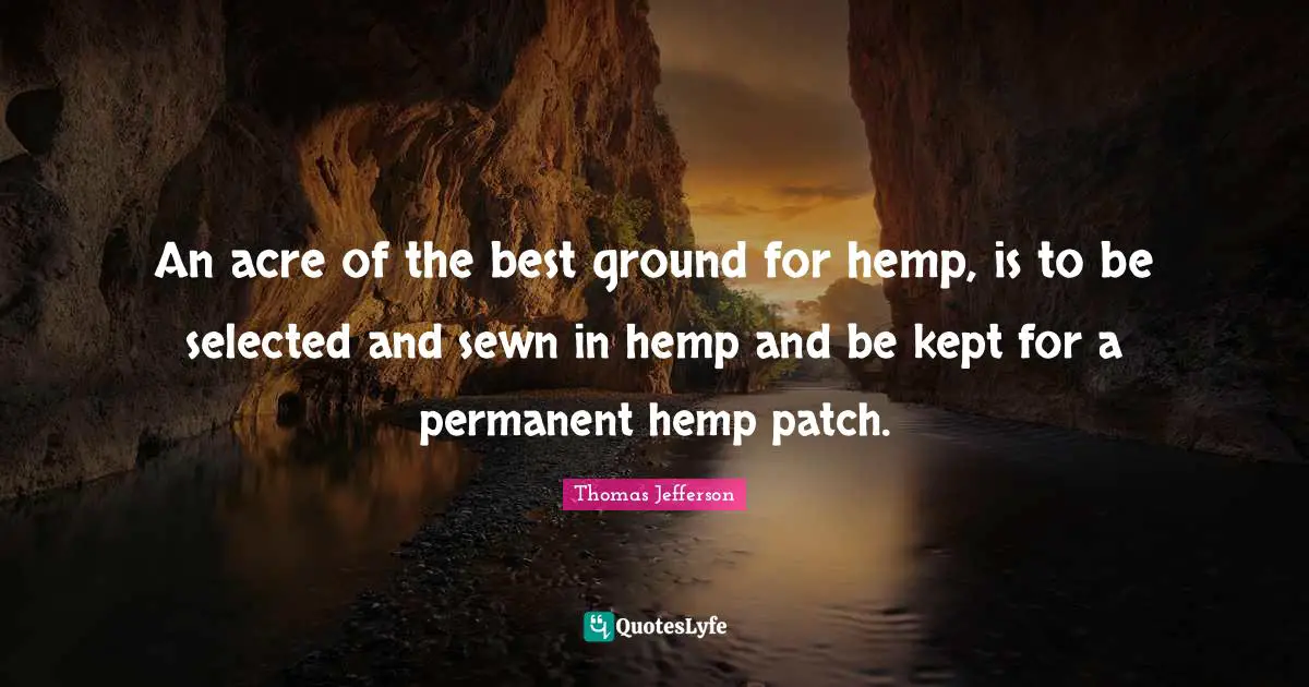 An acre of the best ground for hemp, is to be selected and sewn in hemp and be kept for a permanent hemp patch.