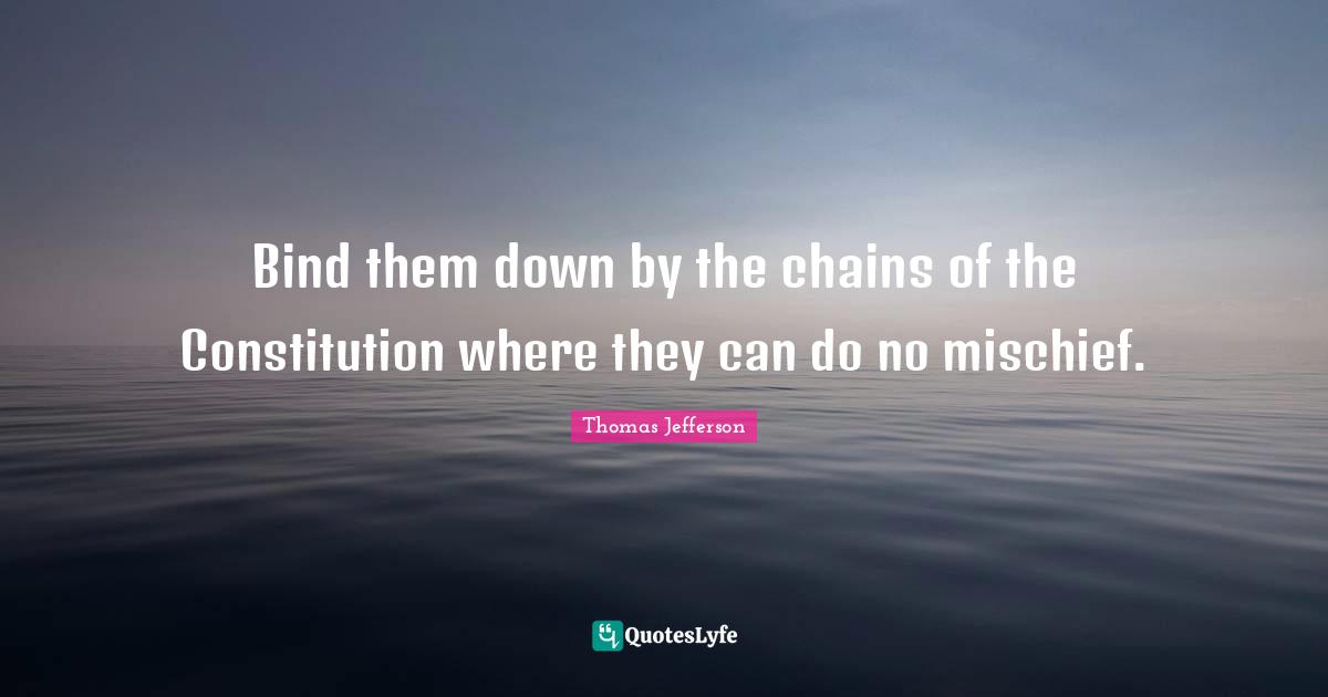 Bind them down by the chains of the Constitution where they can do no mischief.