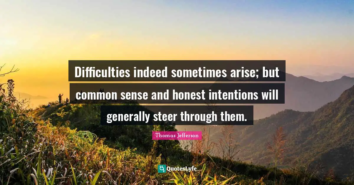 Difficulties indeed sometimes arise; but common sense and honest intentions will generally steer through them.