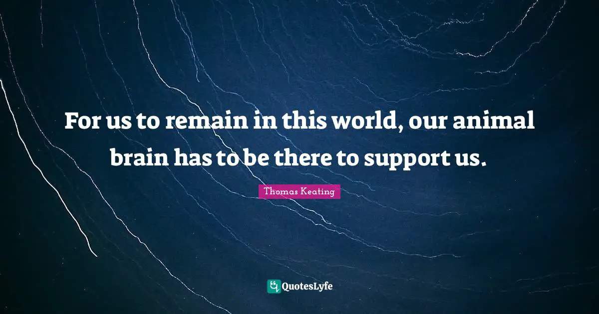 For us to remain in this world, our animal brain has to be there to support us.