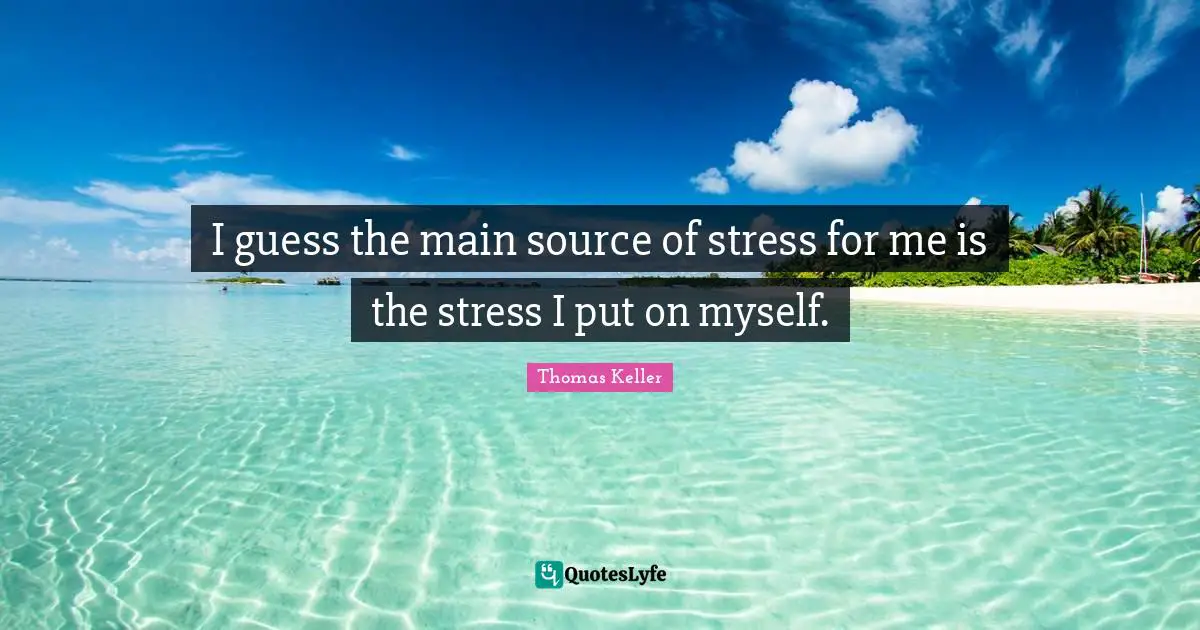 Thomas Keller Quotes: "I guess the main source of stress for me is the stress I put on myself."