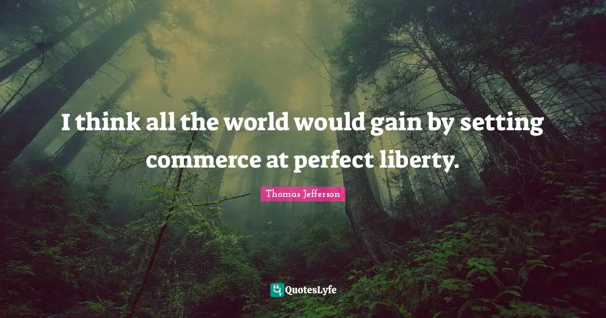 I think all the world would gain by setting commerce at perfect liberty.