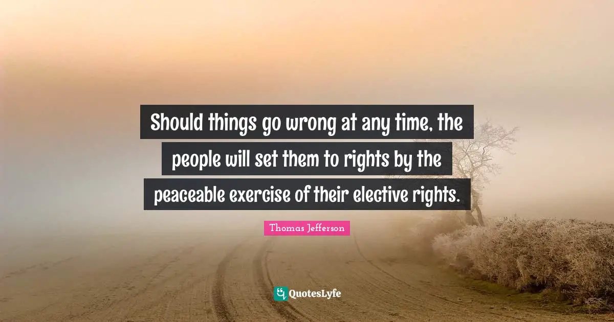 Should things go wrong at any time, the people will set them to rights by the peaceable exercise of their elective rights.