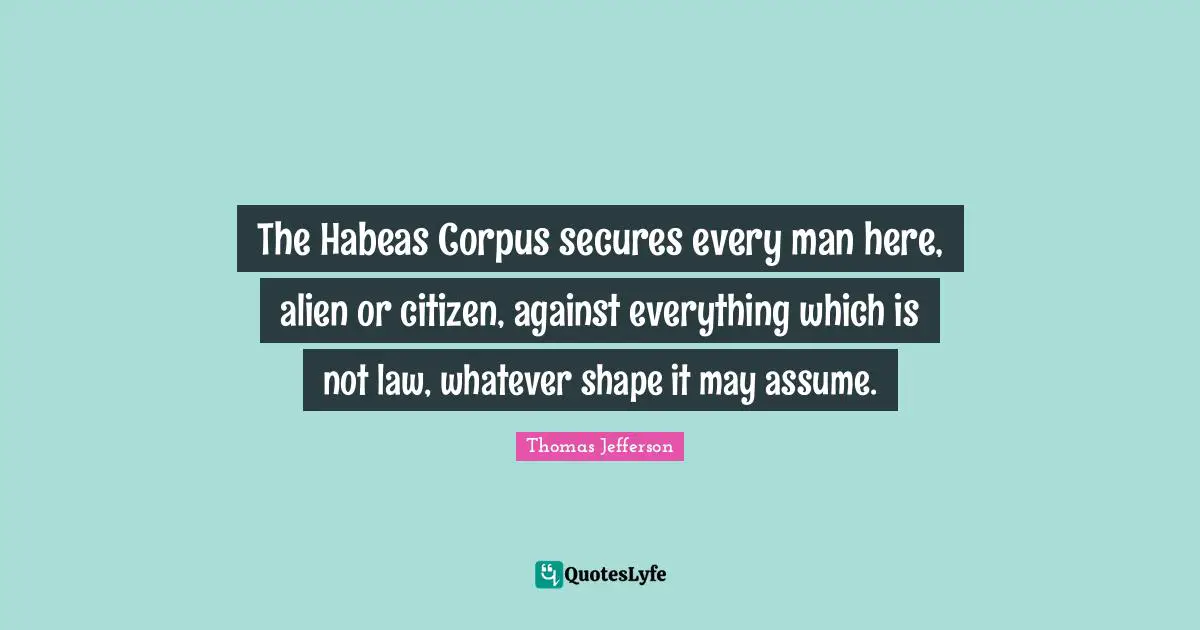 The Habeas Corpus secures every man here, alien or citizen, against everything which is not law, whatever shape it may assume.