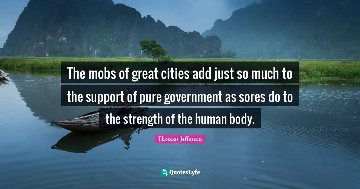 The mobs of great cities add just so much to the support of pure government as sores do to the strength of the human body.