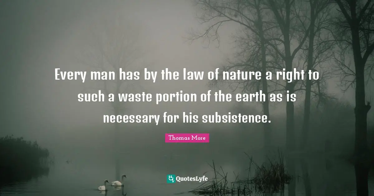Every man has by the law of nature a right to such a waste portion of the earth as is necessary for his subsistence.