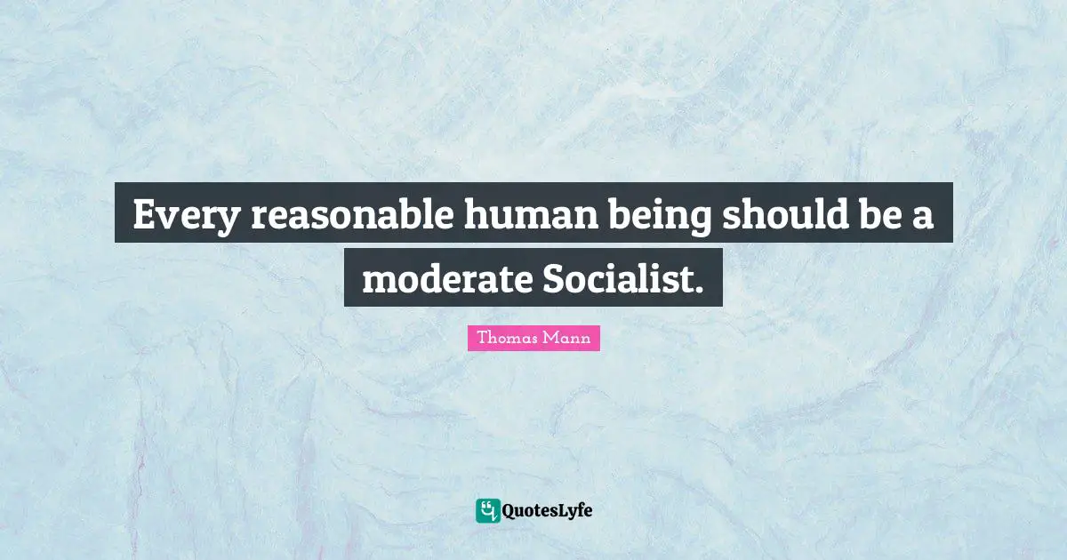 Every reasonable human being should be a moderate Socialist.