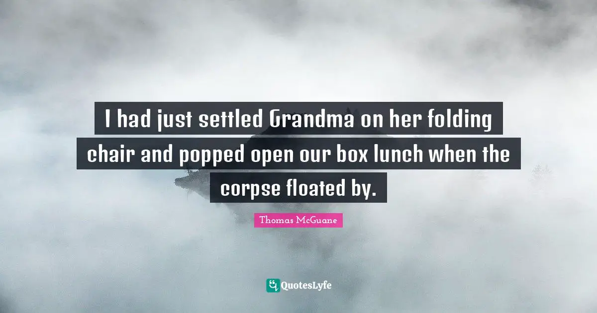 Folding Quotes: "I had just settled Grandma on her folding chair and popped open our box lunch when the corpse floated by."