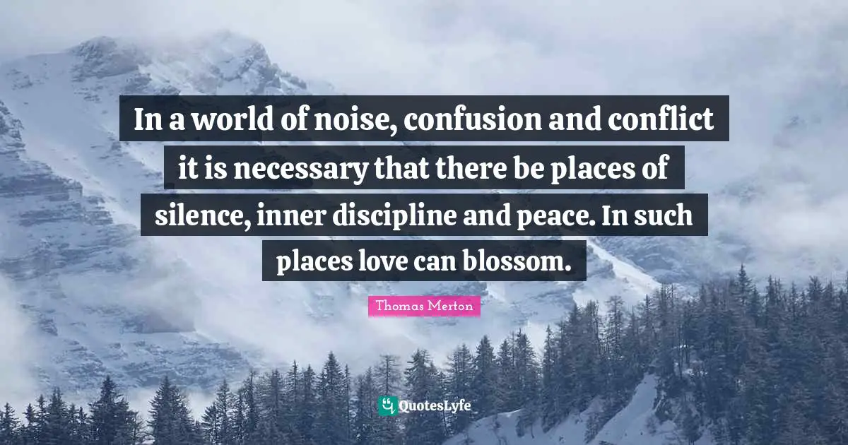 Conflict Quotes: "In a world of noise, confusion and conflict it is necessary that there be places of silence, inner discipline and peace. In such places love can blossom."