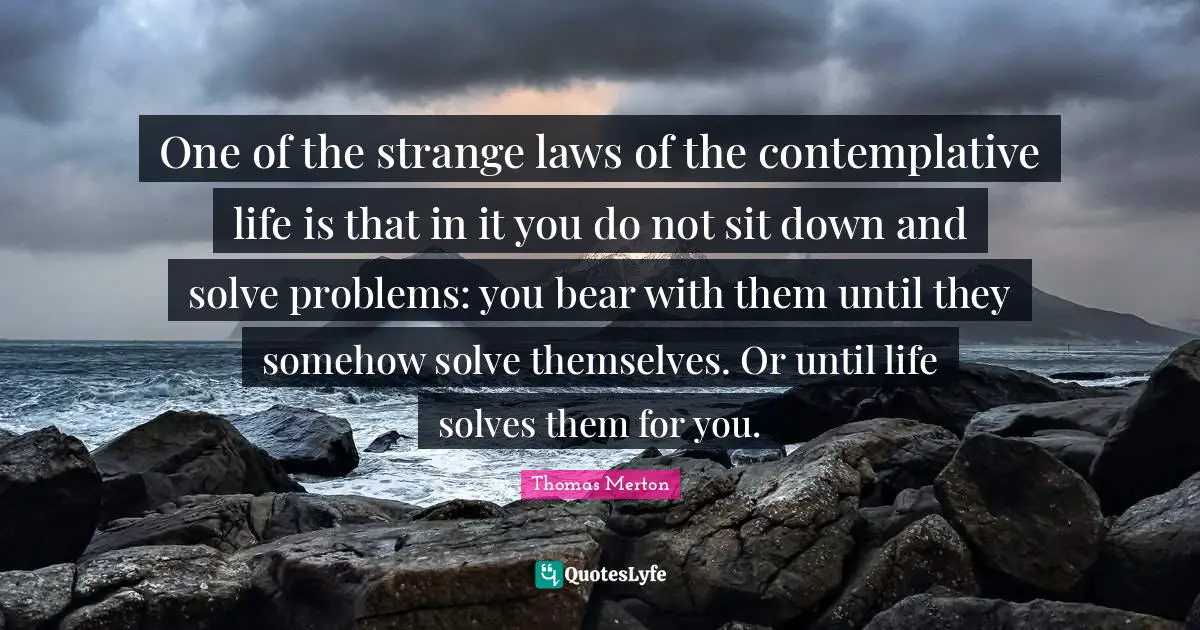 One of the strange laws of the contemplative life is that in it you do not sit down and solve problems: you bear with them until they somehow solve themselves. Or until life solves them for you.