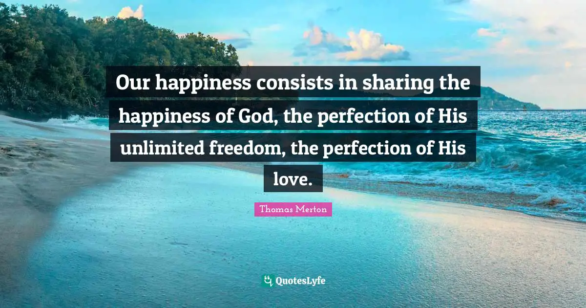 Our happiness consists in sharing the happiness of God, the perfection of His unlimited freedom, the perfection of His love.