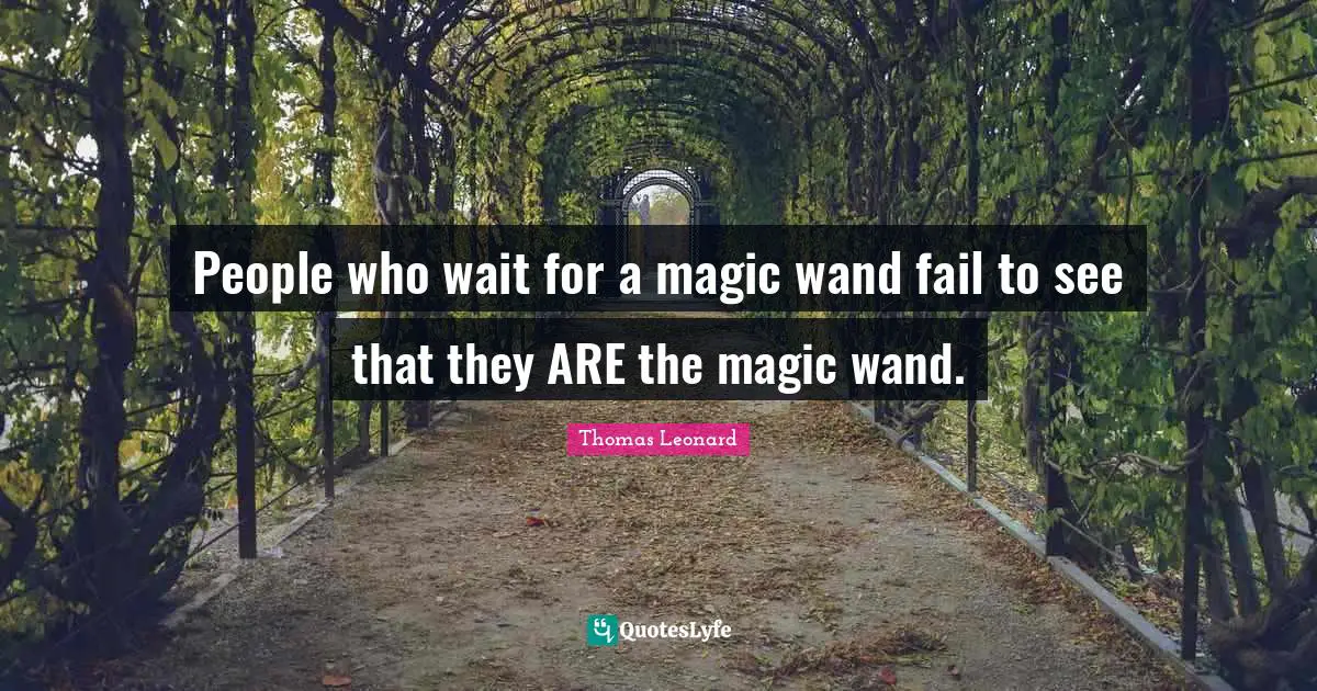People who wait for a magic wand fail to see that they ARE the magic wand.