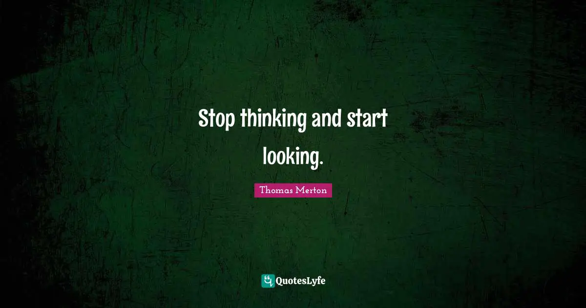 Stop thinking and start looking.