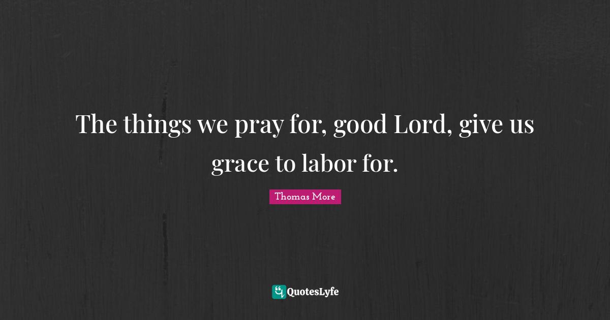 The things we pray for, good Lord, give us grace to labor for.
