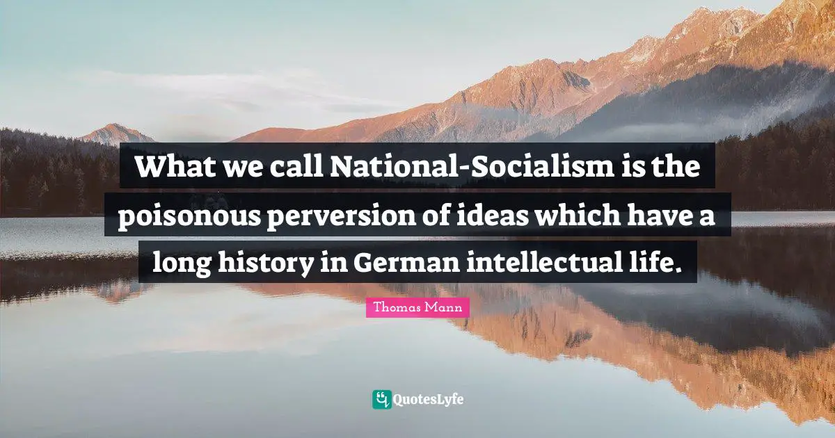 What we call National-Socialism is the poisonous perversion of ideas which have a long history in German intellectual life.