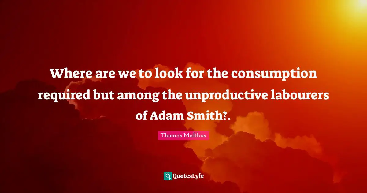 Where are we to look for the consumption required but among the unproductive labourers of Adam Smith?.