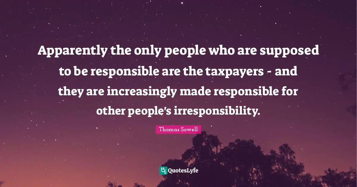 Apparently the only people who are supposed to be responsible are the taxpayers - and they are increasingly made responsible for other people's irresponsibility.