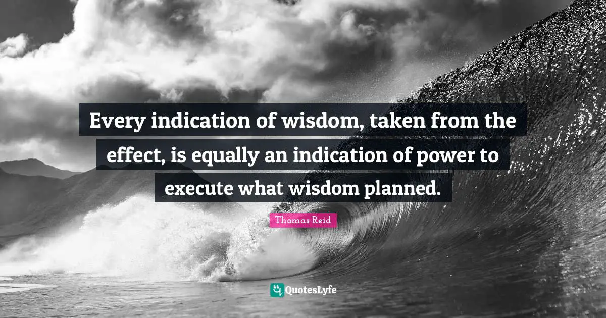 Every indication of wisdom, taken from the effect, is equally an indication of power to execute what wisdom planned.