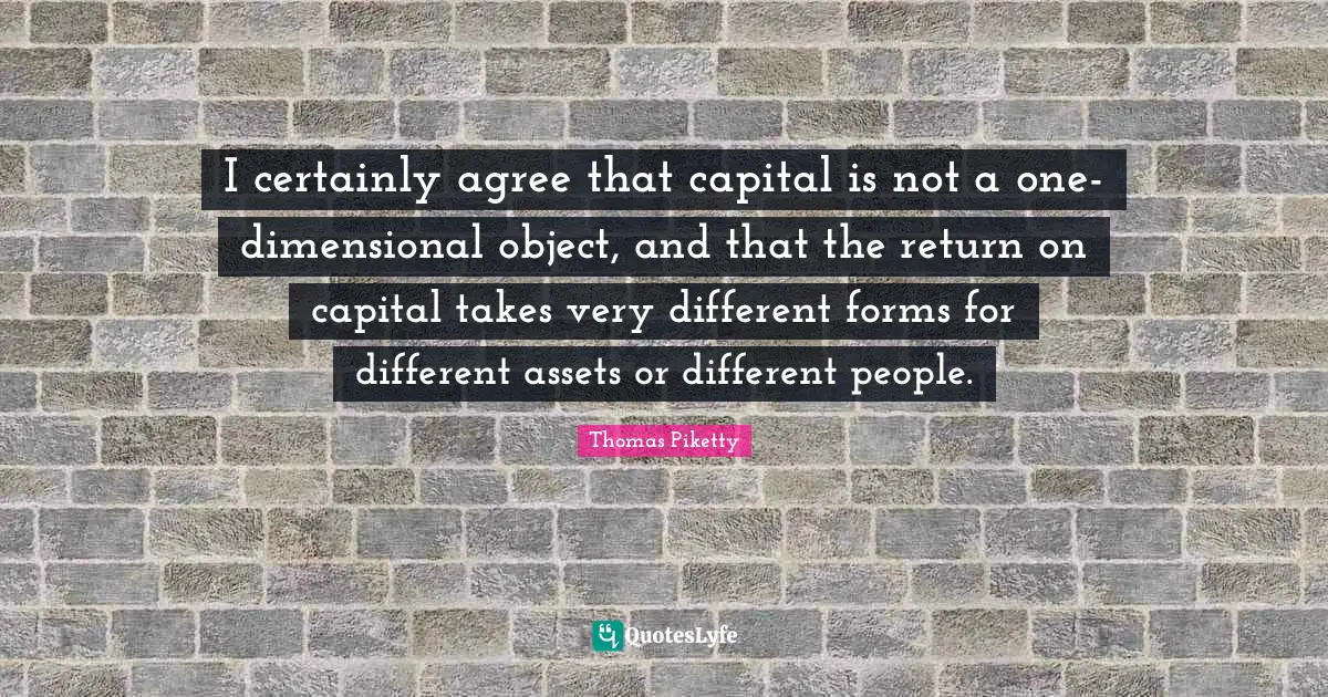 I certainly agree that capital is not a one-dimensional object, and that the return on capital takes very different forms for different assets or different people.
