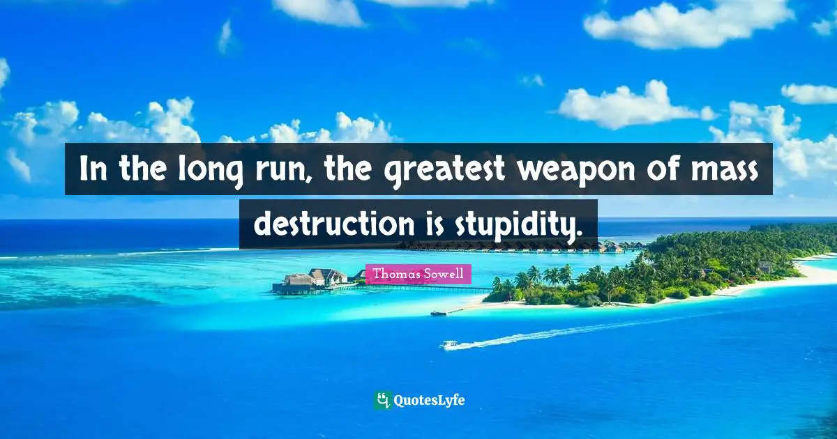 In the long run, the greatest weapon of mass destruction is stupidity.