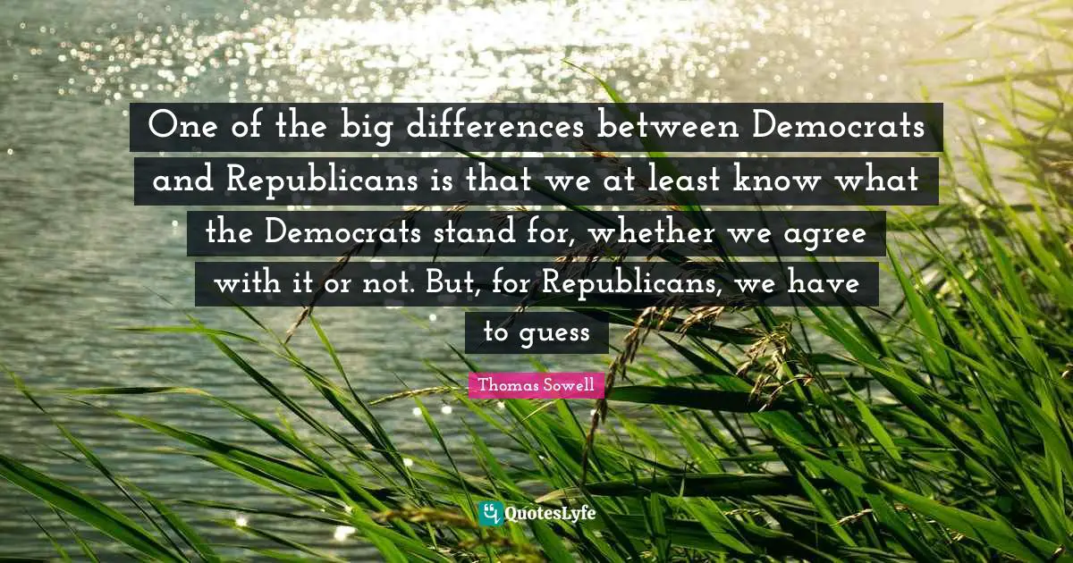 One of the big differences between Democrats and Republicans is that we at least know what the Democrats stand for, whether we agree with it or not. But, for Republicans, we have to guess