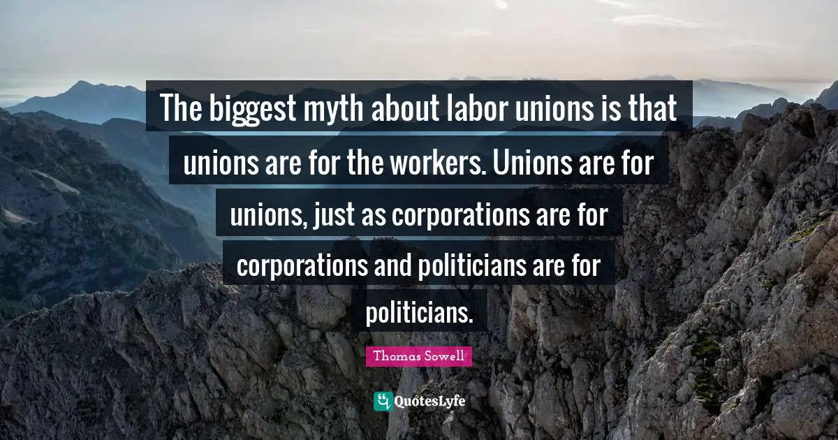 The biggest myth about labor unions is that unions are for the workers. Unions are for unions, just as corporations are for corporations and politicians are for politicians.