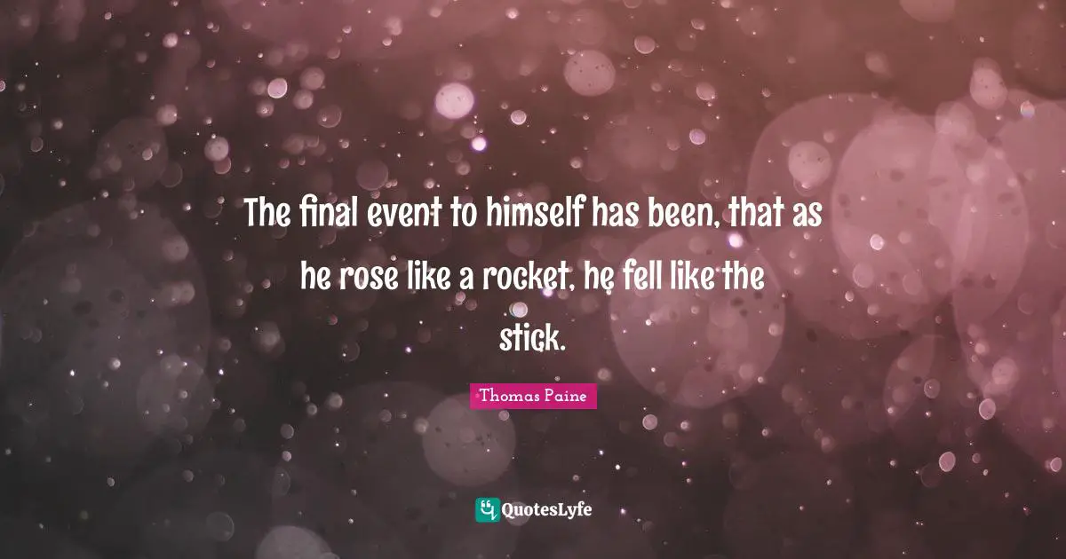 The final event to himself has been, that as he rose like a rocket, he fell like the stick.