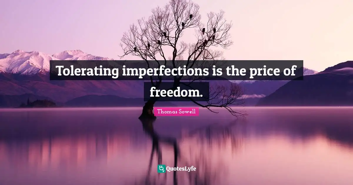 Tolerating imperfections is the price of freedom.