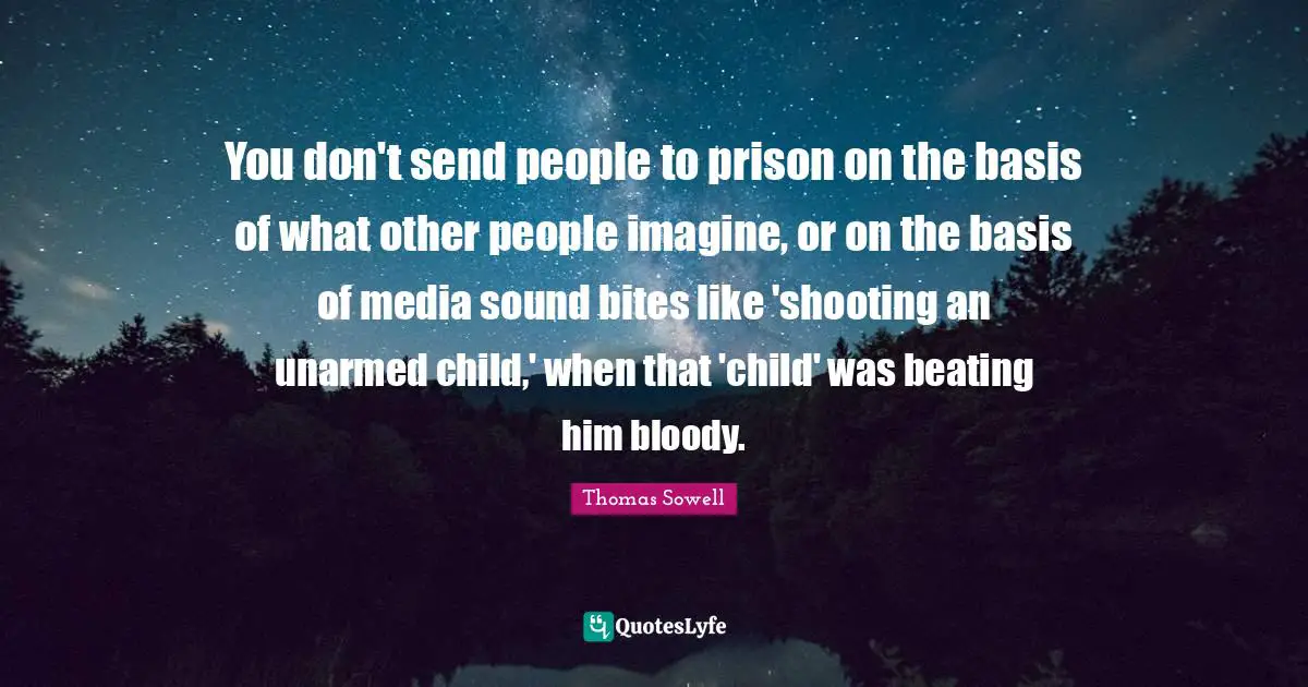 You don't send people to prison on the basis of what other people imagine, or on the basis of media sound bites like 'shooting an unarmed child,' when that 'child' was beating him bloody.