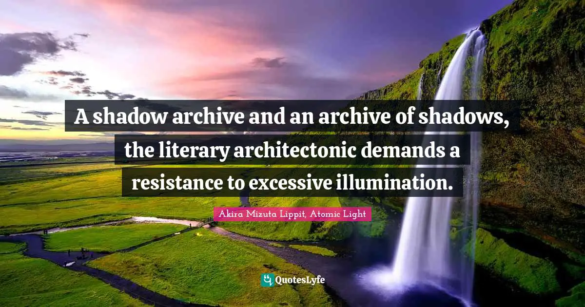 A shadow archive and an archive of shadows, the literary architectonic demands a resistance to excessive illumination.