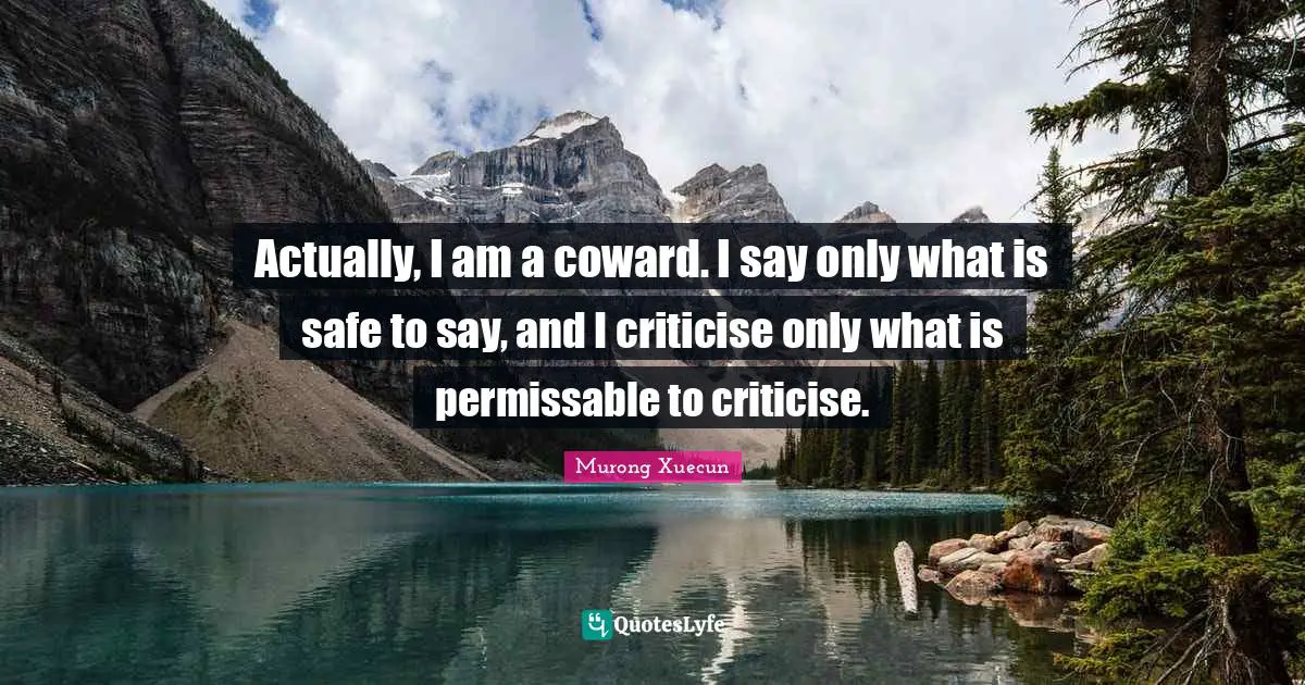 Actually, I am a coward. I say only what is safe to say, and I criticise only what is permissable to criticise.