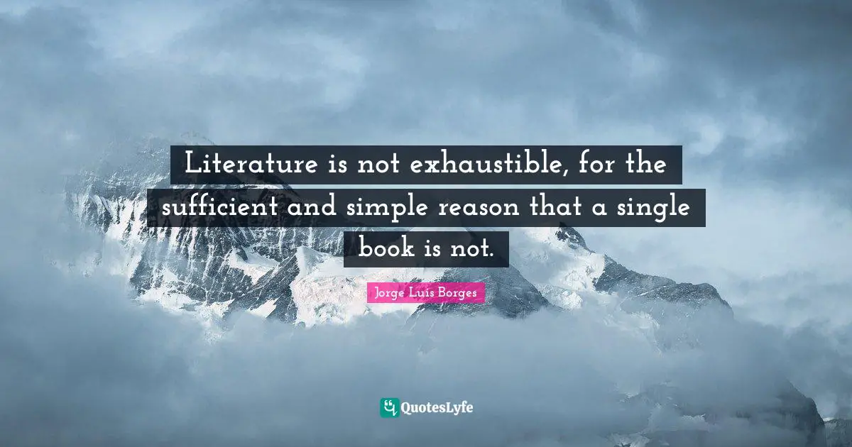 Literature is not exhaustible, for the sufficient and simple reason that a single book is not.