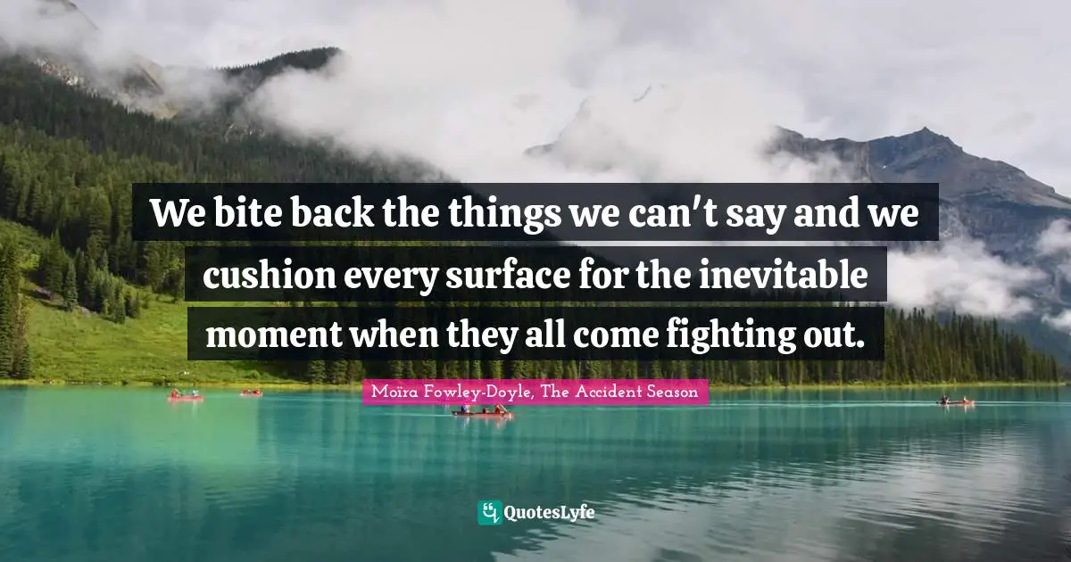 We bite back the things we can't say and we cushion every surface for the inevitable moment when they all come fighting out.