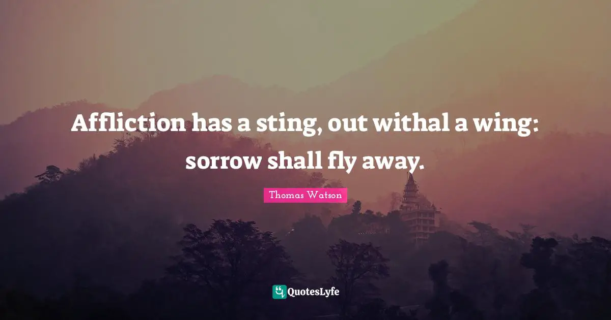 Affliction has a sting, out withal a wing: sorrow shall fly away.