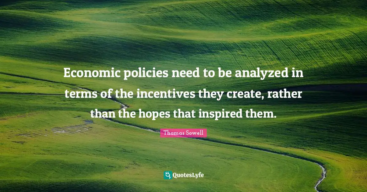Economic policies need to be analyzed in terms of the incentives they create, rather than the hopes that inspired them.