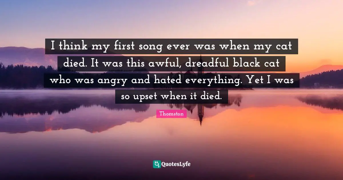 I think my first song ever was when my cat died. It was this awful, dreadful black cat who was angry and hated everything. Yet I was so upset when it died.