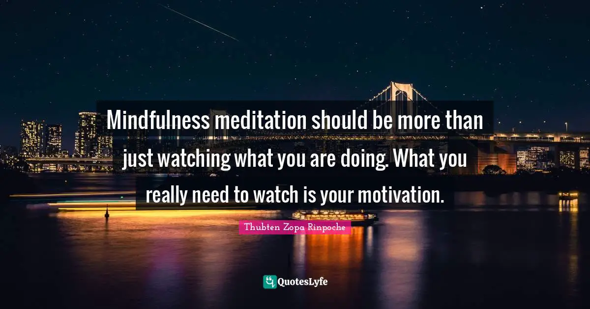 Mindfulness meditation should be more than just watching what you are doing. What you really need to watch is your motivation.