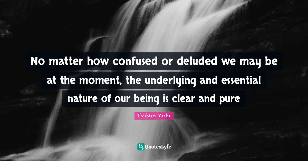 Deluded Quotes: "No matter how confused or deluded we may be at the moment, the underlying and essential nature of our being is clear and pure"