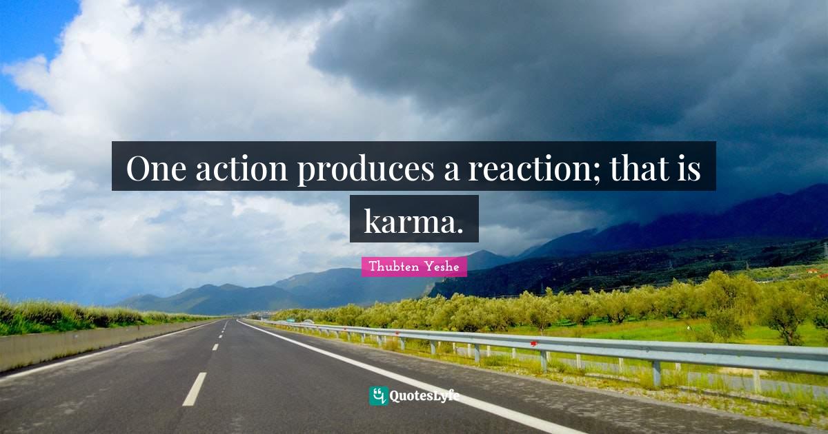 One action produces a reaction; that is karma.... Quote by Thubten